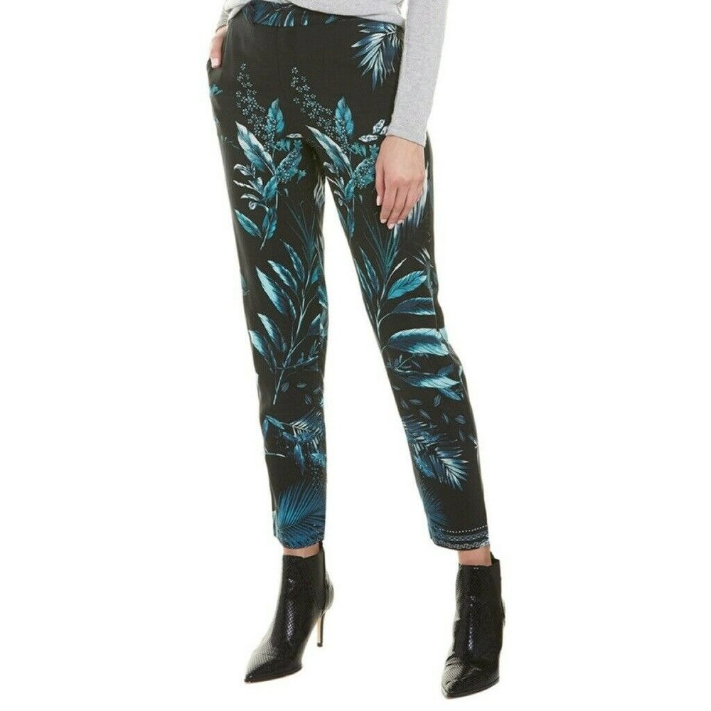 RtA Taja Blue Black Tropical Print Pant Size 24 New